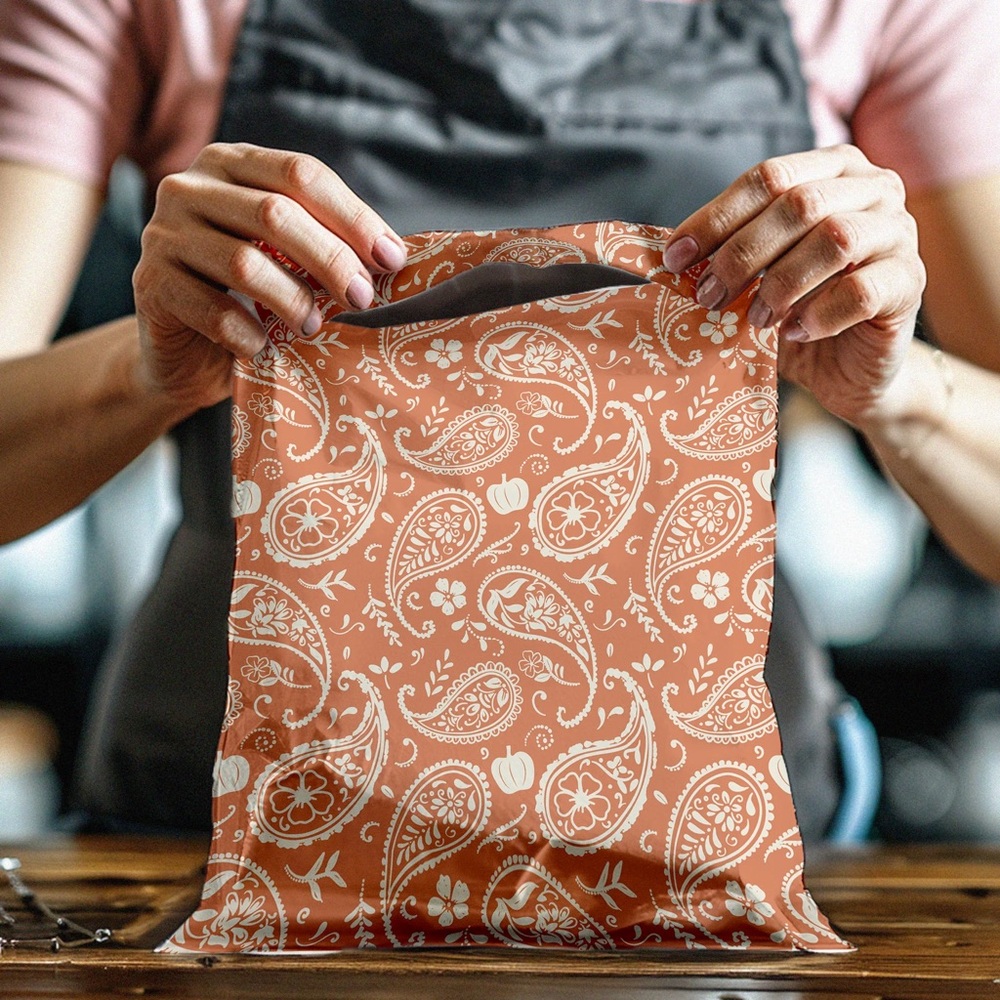 Orange Pumpkin Paisley Poly Mailer’s 10x13 Pack of 25 - Picture 6 of 8